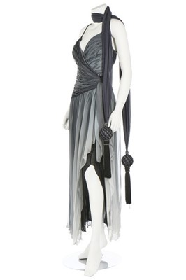 Lot 17 - A Loris Azzaro ombré silk-chiffon evening gown,...
