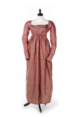 Lot 411 - A pink-yellow changeable silk dress, circa...