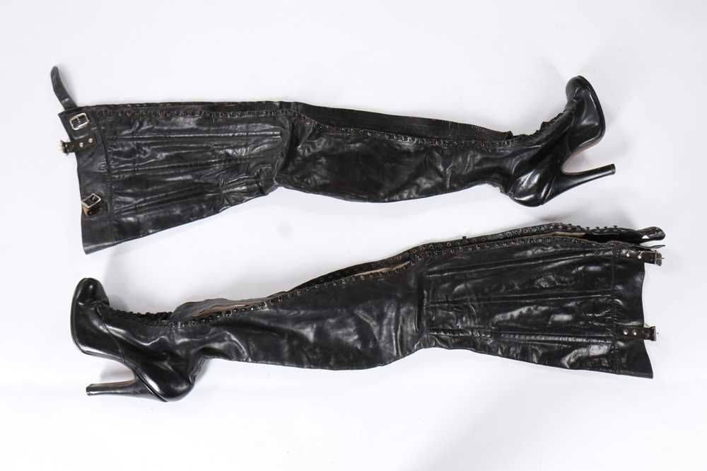 Lot 93 - A pair of black leather fetish boots, probably...