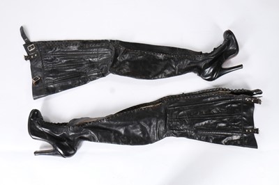 Lot 93 - A pair of black leather fetish boots, probably...