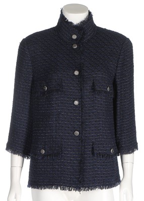 Lot 4 - A Chanel navy lightweight tweed jacket, 2006,...