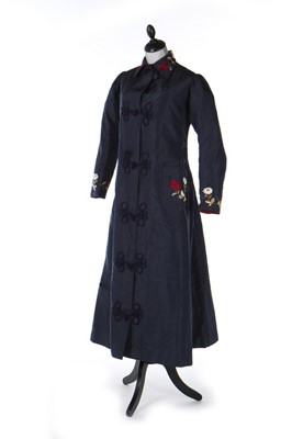 Lot 387 - A slate-blue silk housecoat with Japanese...