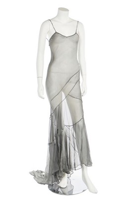 Lot 90 - A John Galliano sheer grey chiffon bias-cut...