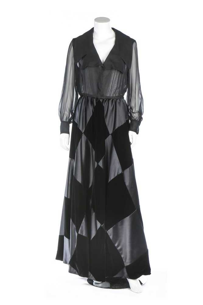 Lot 153 - Lauren Bacall's Adolfo black satin and chiffon...