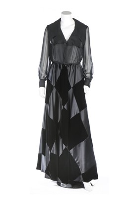 Lot 153 - Lauren Bacall's Adolfo black satin and chiffon...