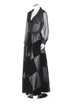 Lot 153 - Lauren Bacall's Adolfo black satin and chiffon...
