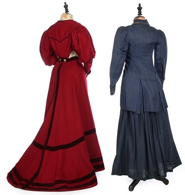 Lot 177 - A blue-green wool walking ensemble, circa 1900,...