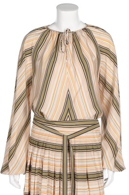 Lot 160 - Jackie Onassis' Gucci striped silk ensemble,...