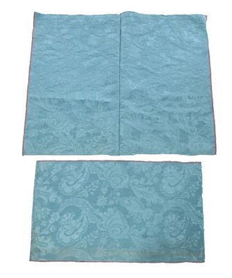 Lot 64 - An un-picked blue damask satin open robe or...