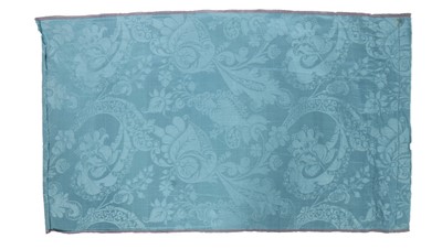 Lot 64 - An un-picked blue damask satin open robe or...