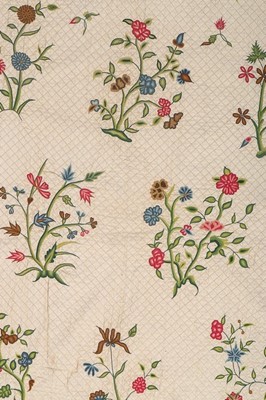 Lot 73 - The remains of a false-quilted and embroidered...