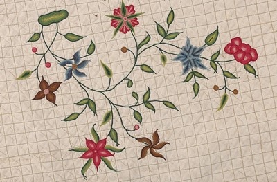 Lot 73 - The remains of a false-quilted and embroidered...