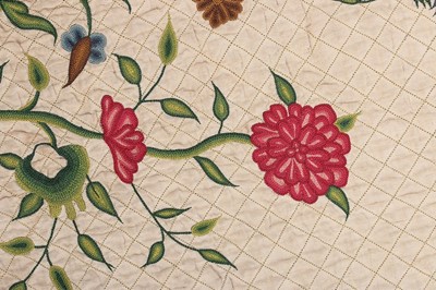 Lot 73 - The remains of a false-quilted and embroidered...
