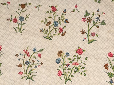 Lot 73 - The remains of a false-quilted and embroidered...