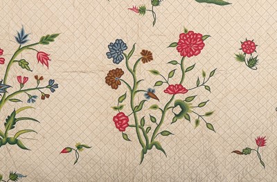 Lot 73 - The remains of a false-quilted and embroidered...