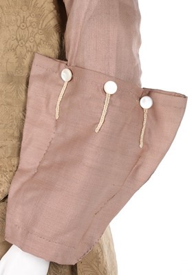 Lot 77 - A brown damask satin sleeved waistcoat, circa...