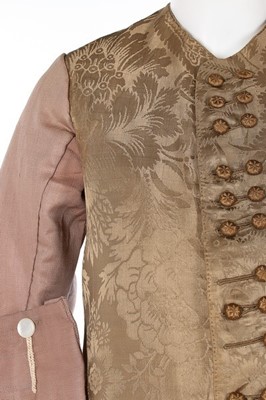 Lot 77 - A brown damask satin sleeved waistcoat, circa...