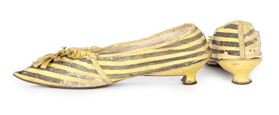 Lot 80 - A pair of yellow and black striped leather...