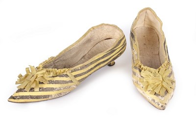 Lot 80 - A pair of yellow and black striped leather...