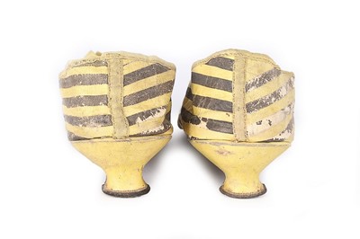 Lot 80 - A pair of yellow and black striped leather...