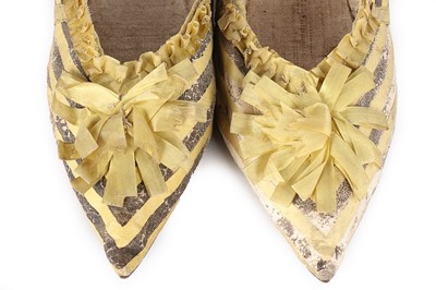 Lot 80 - A pair of yellow and black striped leather...