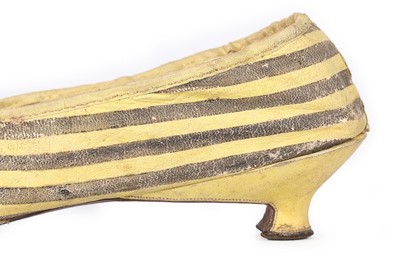 Lot 80 - A pair of yellow and black striped leather...