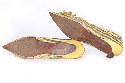 Lot 80 - A pair of yellow and black striped leather...