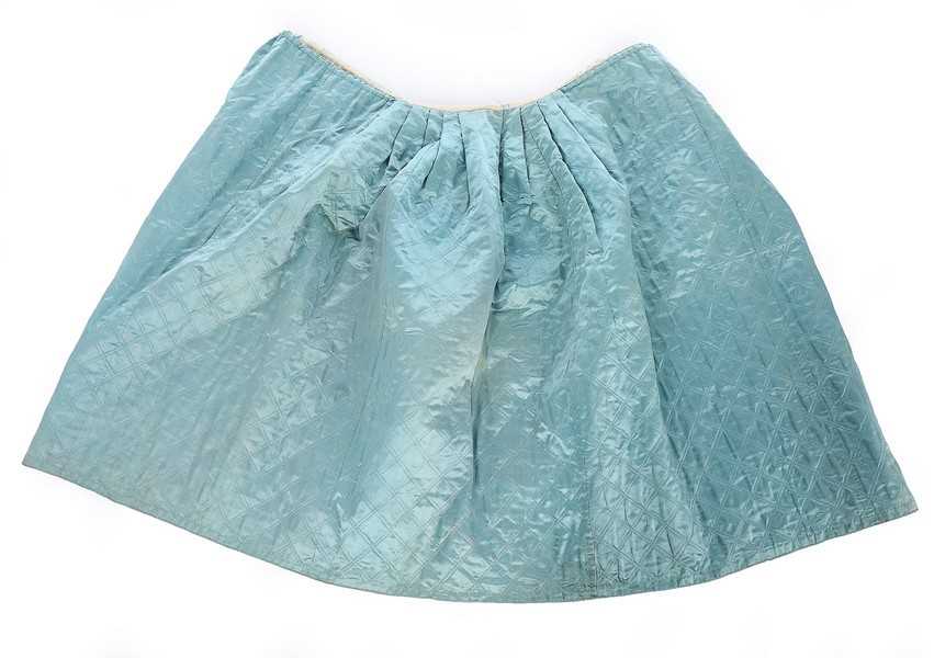 Lot 85 - A quilted blue satin petticoat, mid 18th...