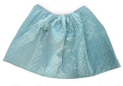 Lot 85 - A quilted blue satin petticoat, mid 18th...