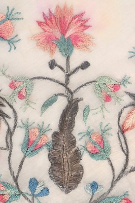 Lot 92 - An embroidered silk gauze fichu, 1770s, the...