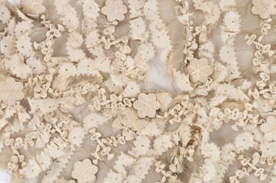 Lot 67 - Two ivory silk stomachers, 1760, one of satin...