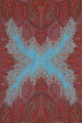 Lot 455 - A fine woven long shawl, French, 1850-60, with...