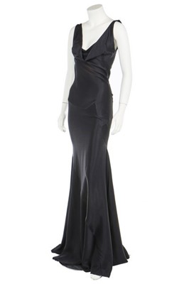 Lot 93 - A John Galliano midnight-blue satin bias-cut...