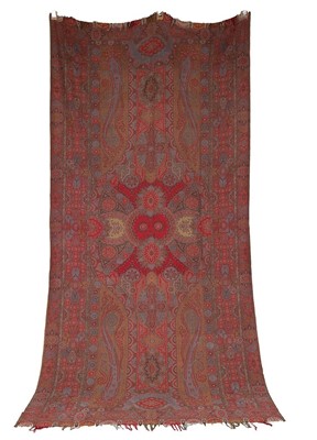 Lot 443 - A good woven wool long shawl, European,...