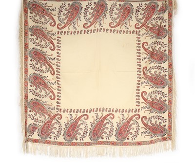 Lot 447 - Four printed wool shawls, probably Scottish,...