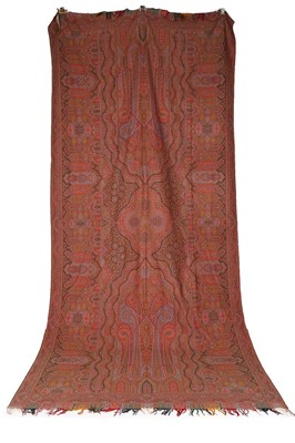 Lot 448 - A fine 'Cathedral Windows' woven wool shawl,...