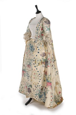 Lot 414 - A painted silk robe à la Francaise, English,...