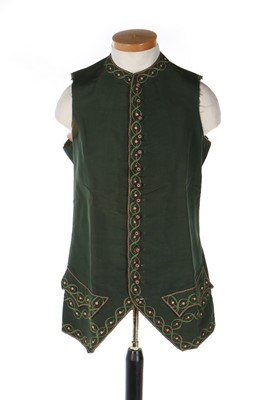 Lot 421 - A gentleman's green silk faille embroidered...