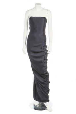 Lot 94 - A John Galliano midnight-blue satin bias-cut...