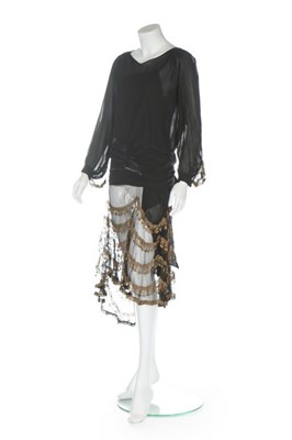 Lot 73 - A Premet couture black georgette and...