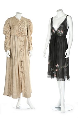 Lot 2 - A raw silk house coat, circa 1910, with...