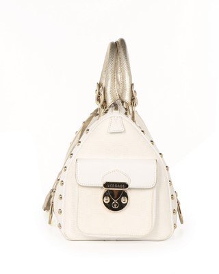 Lot 11 - A Versace 'Snap Out Of It' white and metallic...