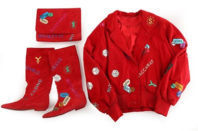 Lot 33 - An Andrea Pfister 'Las Vegas' red suede...