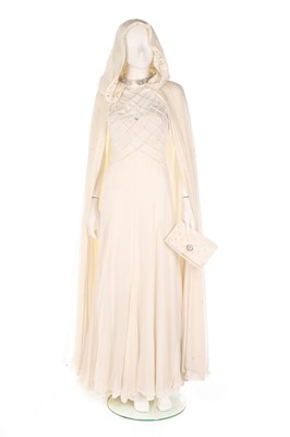 Lot 36 - A Loris Azzaro white jersey and silk-chiffon...