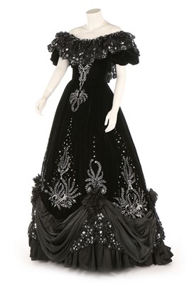 Lot 38 - A bespoke black velvet ballgown, circa 1998,...
