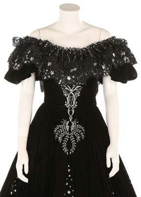 Lot 38 - A bespoke black velvet ballgown, circa 1998,...