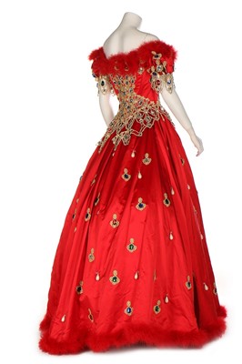 Lot 39 - A bespoke red satin and marabou feather...