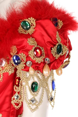 Lot 39 - A bespoke red satin and marabou feather...