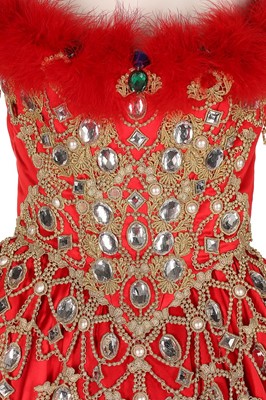 Lot 39 - A bespoke red satin and marabou feather...