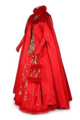 Lot 39 - A bespoke red satin and marabou feather...